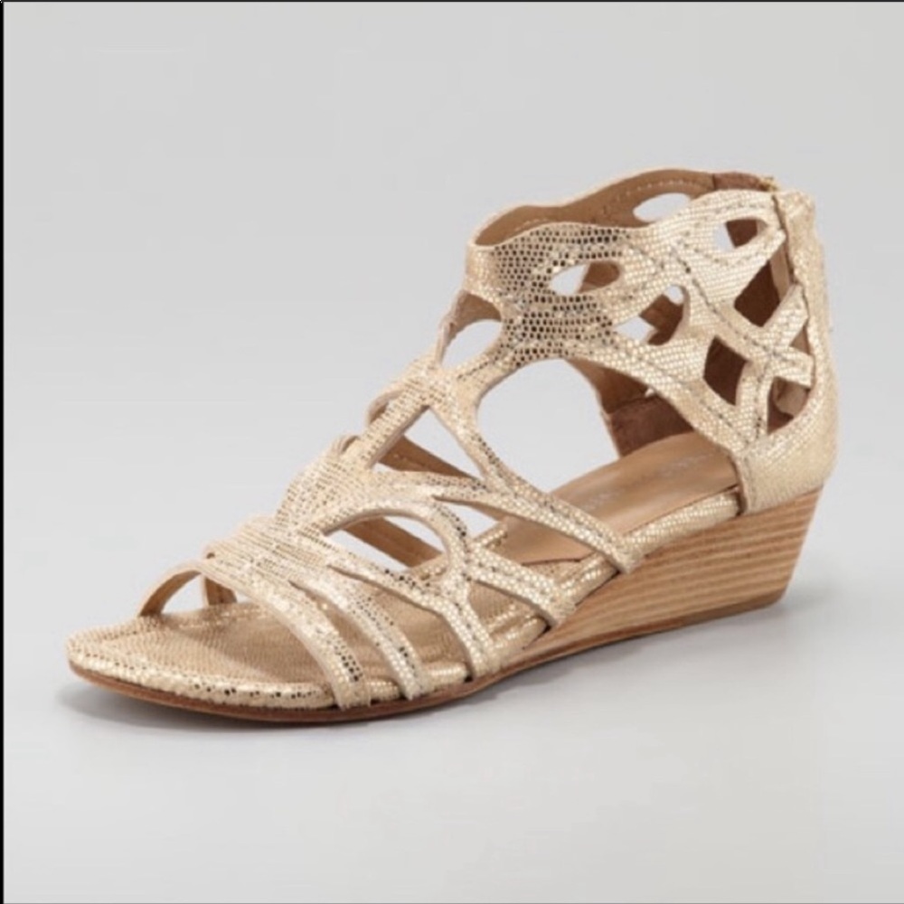 Gold wedge sandals